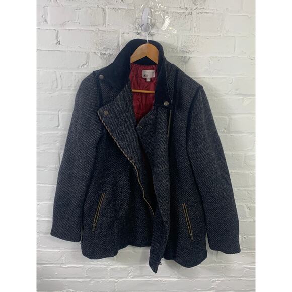 Volcom Women's Space Case Wool Knitted Pea Coat Long Sleeve Black Size L - Picture 1 of 4